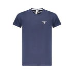 Accademia Militare blue cotton men's T-shirt with crew neck and logo detail, casual and comfortable everyday wear.