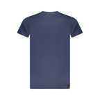 Accademia Militare blue cotton men's T-shirt with round neck and logo print, casual everyday wear.