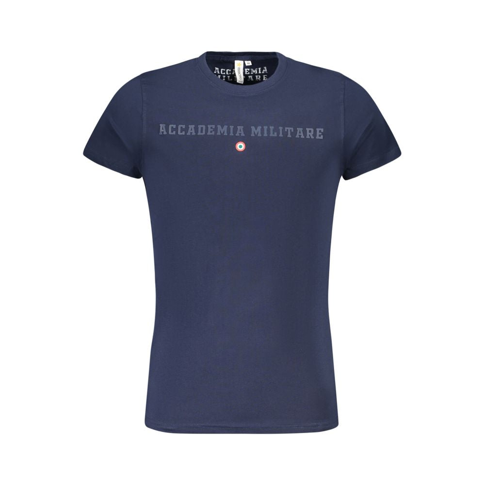Blue cotton men's T-shirt from Accademia Militare featuring a classic fit and military-inspired design.