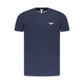 Accademia Militare blue cotton men's T-shirt with crew neck and logo print, casual fit, front view.