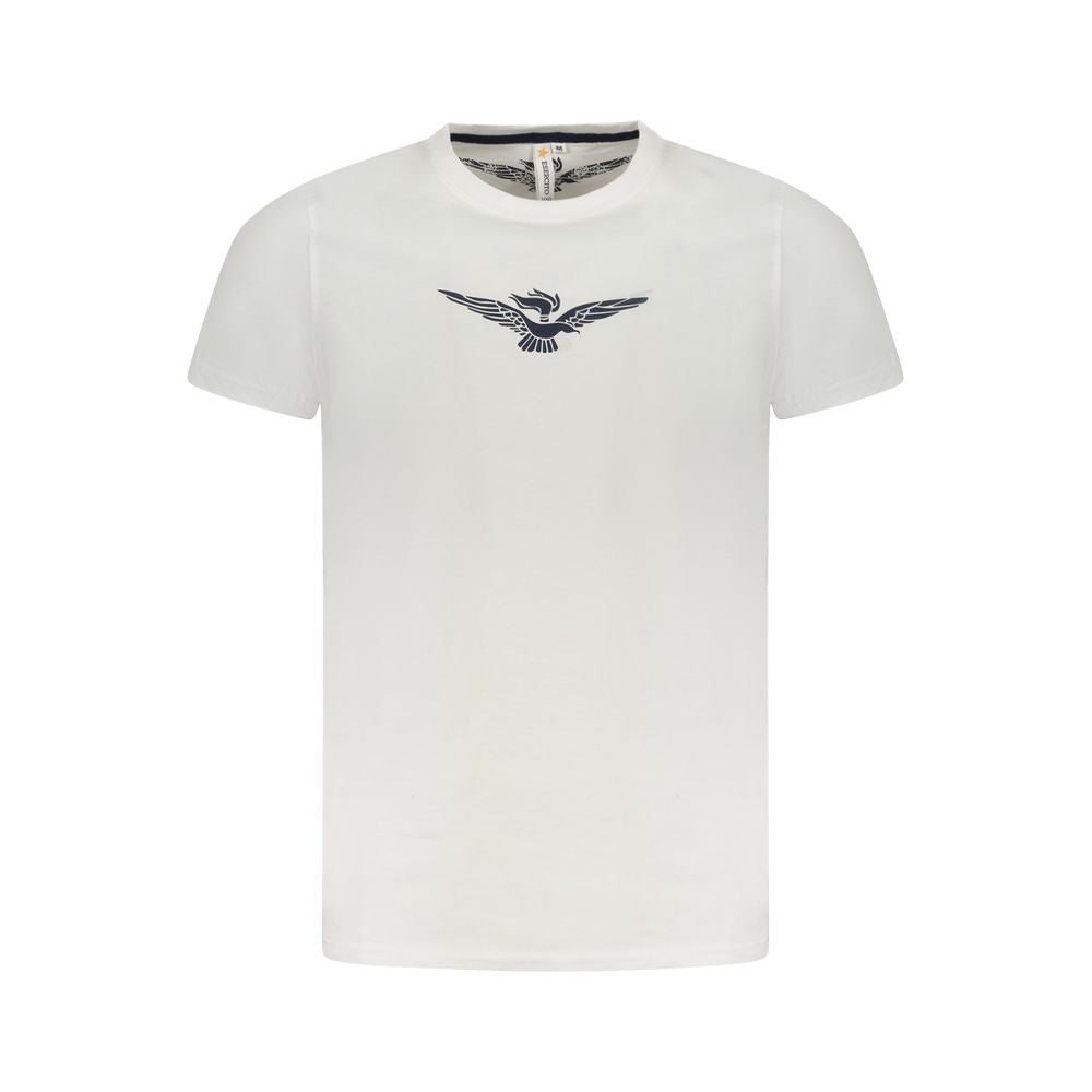 White cotton men's T-shirt from Accademia Militare featuring a classic fit and crew neckline, displayed flat.