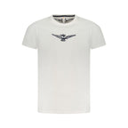 White cotton men's T-shirt from Accademia Militare featuring a classic fit and crew neckline, displayed flat.