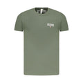 Green cotton men's T-shirt with "Accademia Militare" logo print, casual fit, and short sleeves.