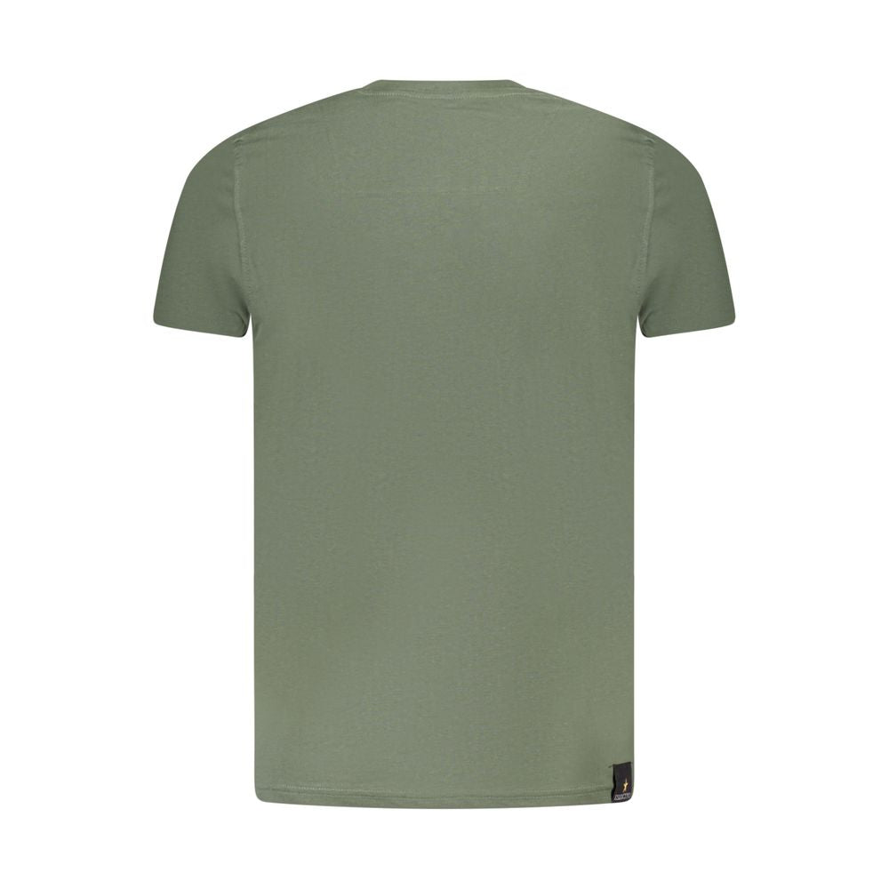 Green cotton men's T-shirt from Accademia Militare with a crew neck and military-inspired design.