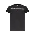 Black cotton men's T-shirt from Accademia Militare with a simple, classic fit and logo detail on the front.
