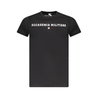 Black cotton men's T-shirt from Accademia Militare with a simple, classic fit and logo detail on the front.