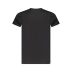 Black cotton men's T-shirt by Accademia Militare featuring a classic fit and logo design, shown laid flat on a neutral background.