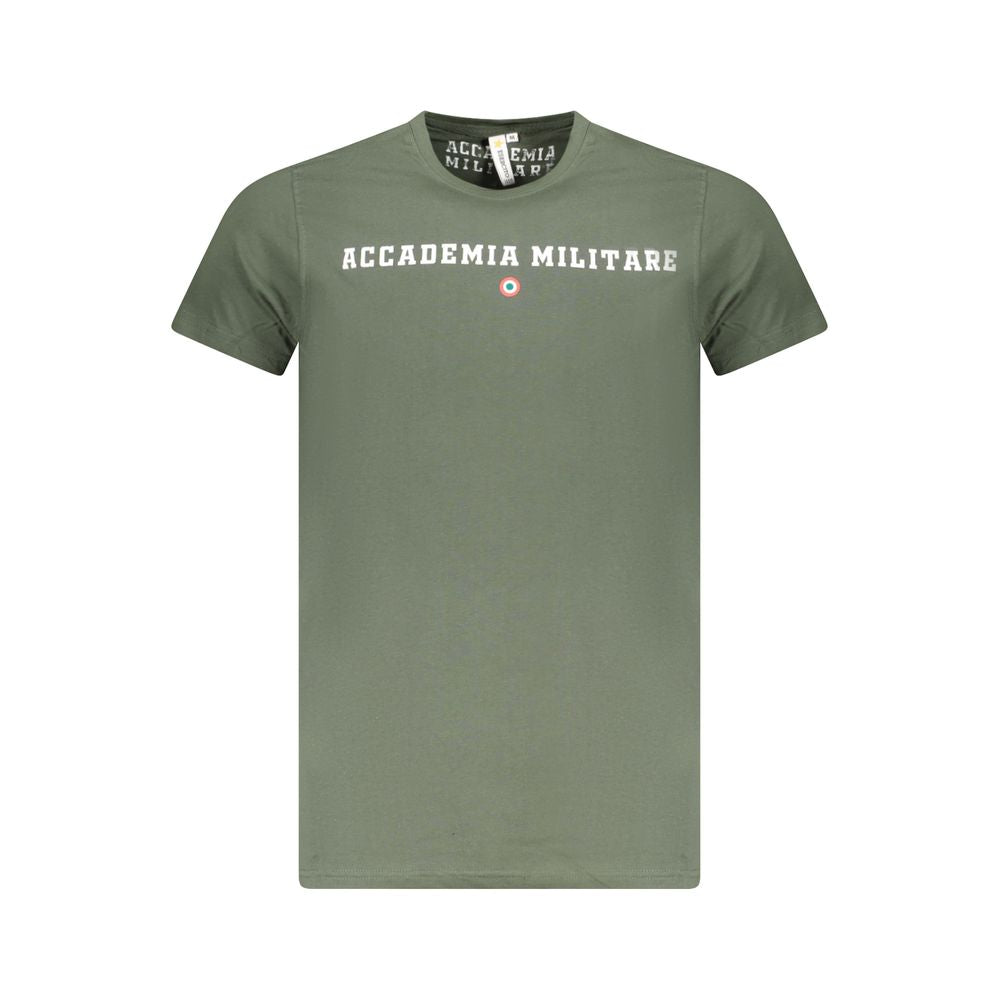 Green cotton men's T-shirt from Accademia Militare with a classic fit and military-inspired design.
