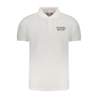 White cotton men's polo shirt from Accademia Militare with a classic collar and short sleeves, showcasing a clean, casual style.