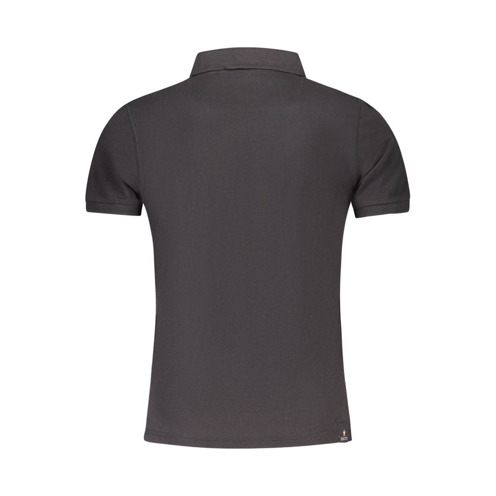 Black cotton men's polo shirt by Accademia Militare, featuring a classic fit and ribbed collar.