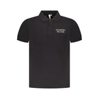Black cotton men's polo shirt by Accademia Militare with a classic fit and collar, shown on a plain background.