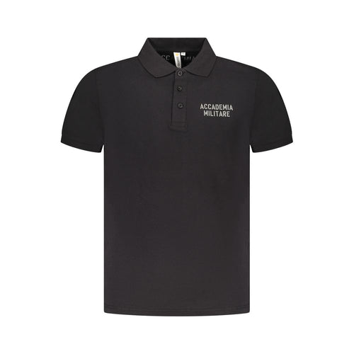 Accademia Militare Black Cotton Men Polo Accademia Militare