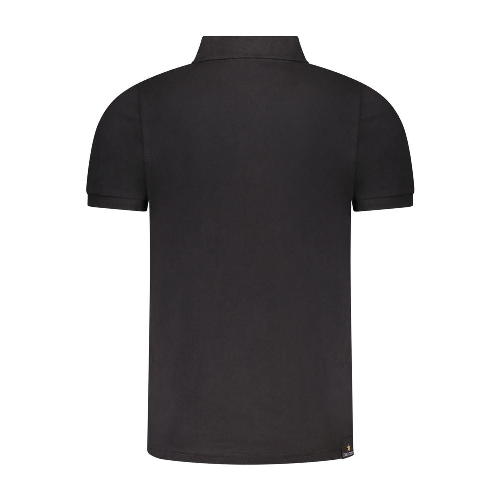Black cotton men's polo shirt by Accademia Militare, featuring a classic fit and collar, displayed on a neutral background.