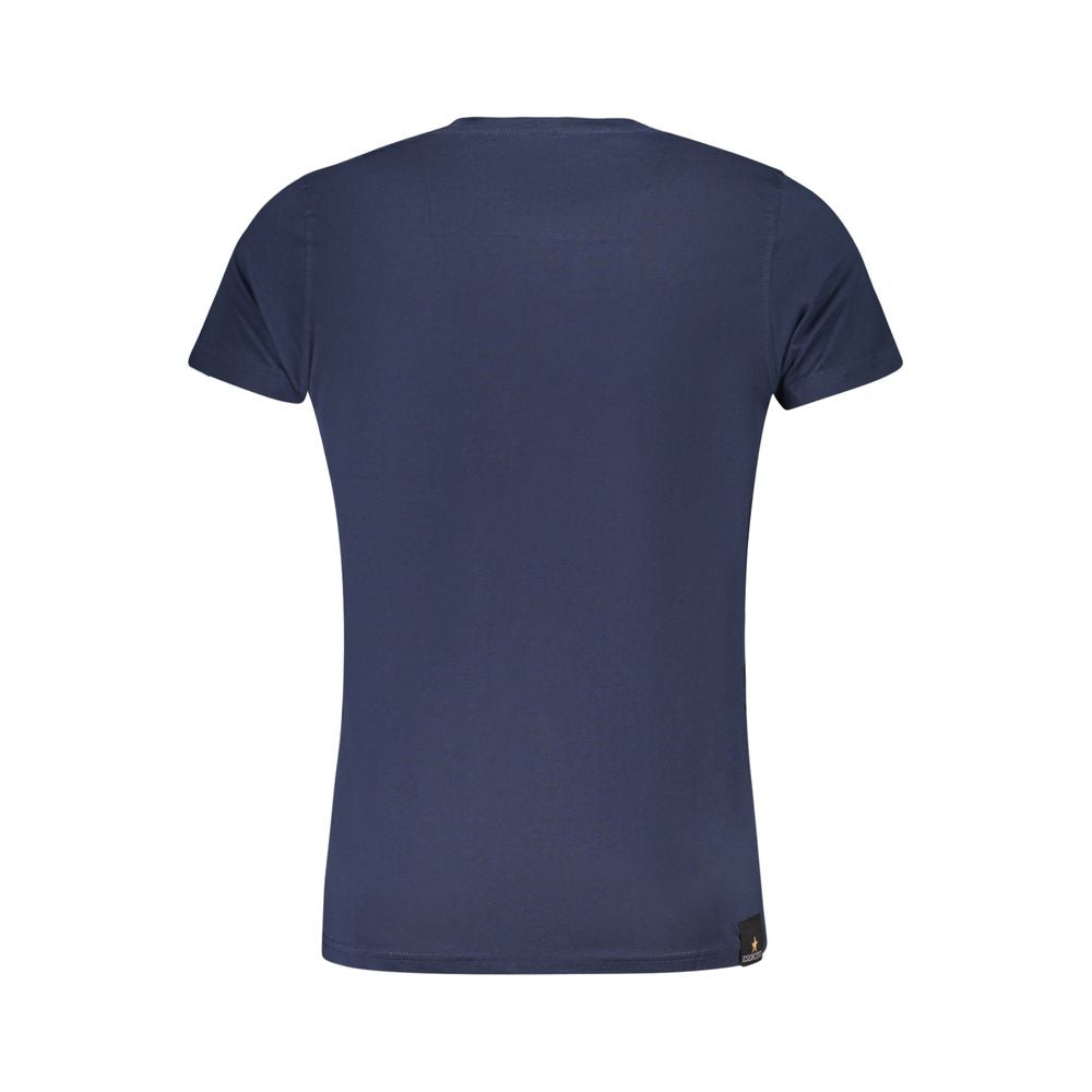 Blue cotton men's T-shirt from Accademia Militare with a classic fit and subtle branding, displayed on a plain background.