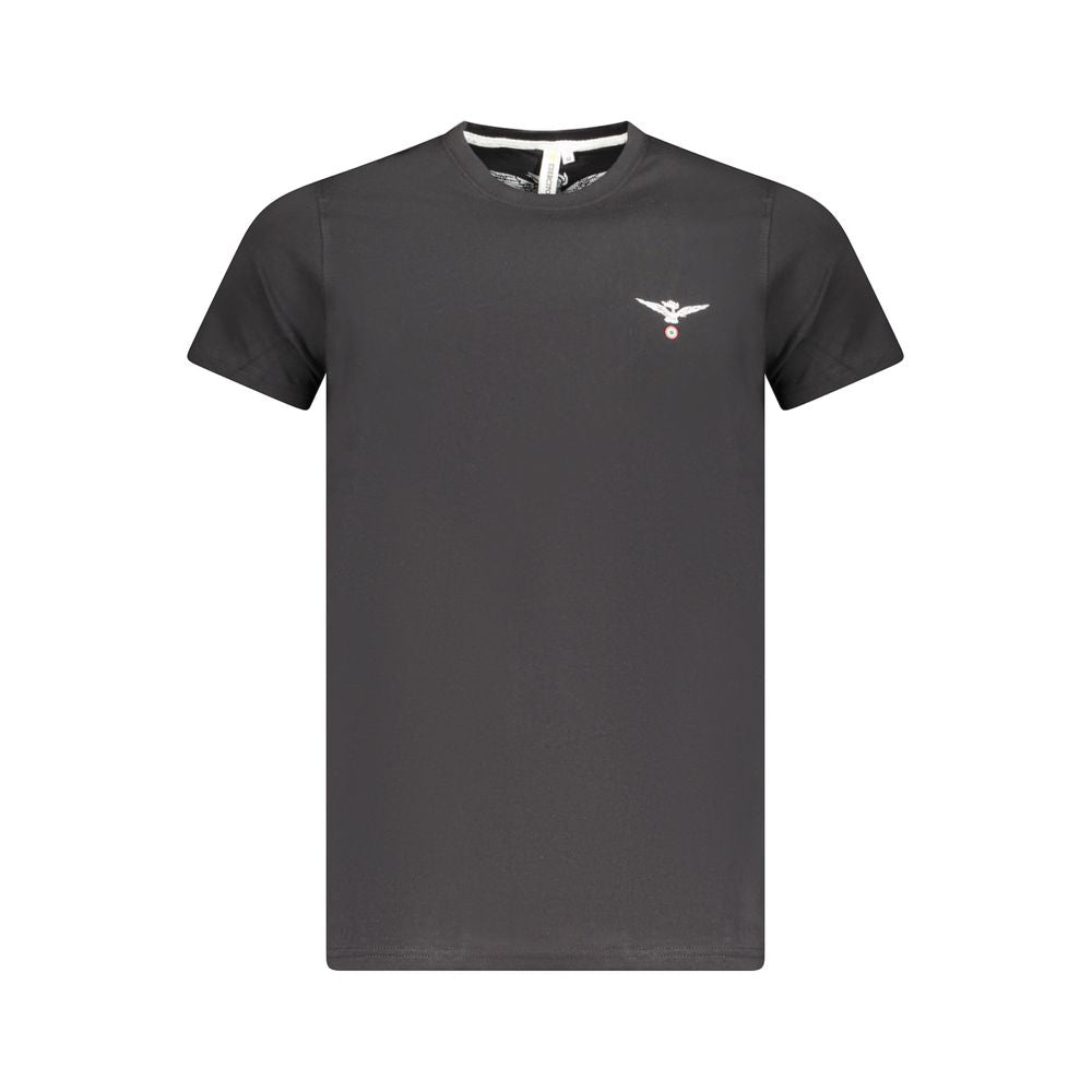 Black cotton men's T-shirt by Accademia Militare with a classic fit and simple design, featuring the brand logo on the front.