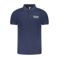 Accademia Militare men's blue cotton polo shirt with a classic collar and short sleeves, displayed on a plain background.
