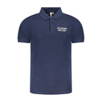 Accademia Militare men's blue cotton polo shirt with a classic collar and short sleeves, displayed on a plain background.