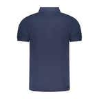 Accademia Militare men's blue cotton polo shirt with a classic collar and short sleeves, displayed on a plain background.