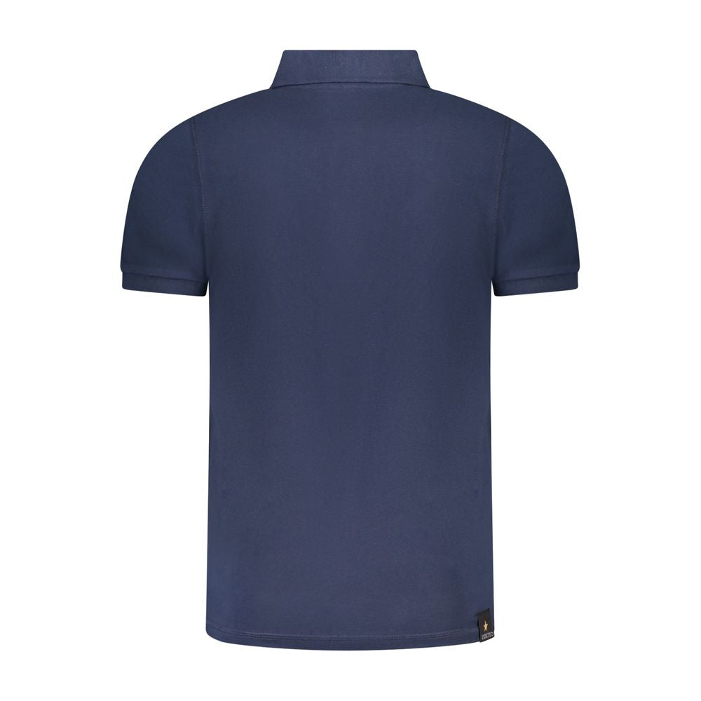 Accademia Militare men's blue cotton polo shirt with a classic collar and short sleeves, displayed on a plain background.