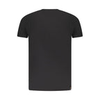 Black cotton men's T-shirt by Accademia Militare featuring a classic fit and subtle branding, displayed on a plain background.