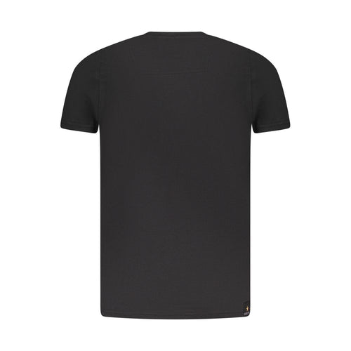 Black cotton men's T-shirt by Accademia Militare featuring a classic fit and subtle branding, displayed on a plain background.