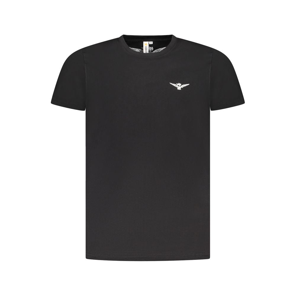 Black cotton men's T-shirt by Accademia Militare, featuring a classic fit and subtle branding on the chest.