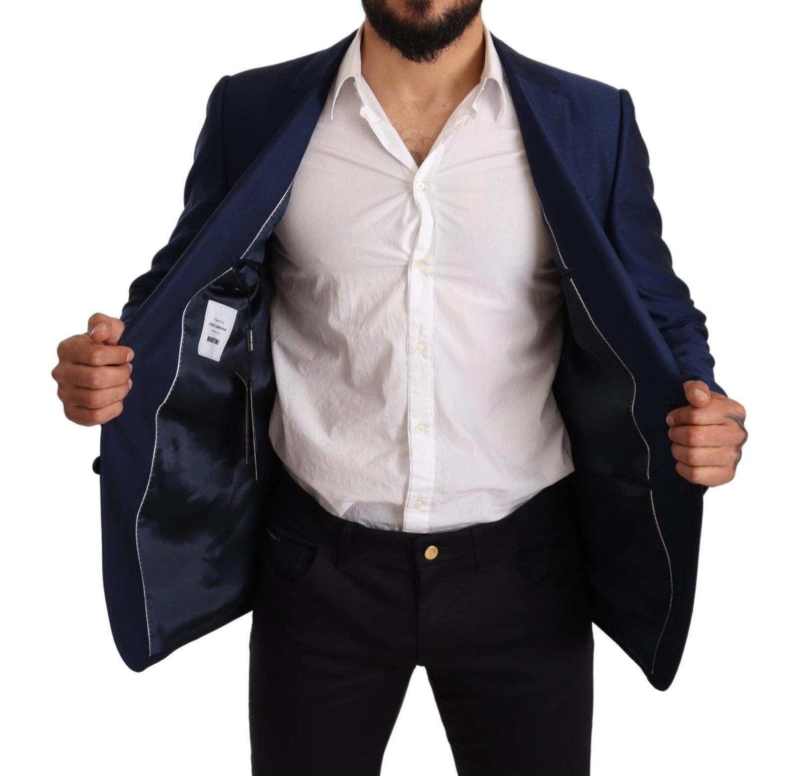 Dolce & Gabbana Blue MARTINI Wool Slim Fit Coat Blazer Dolce & Gabbana