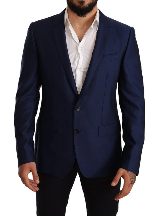 Dolce & Gabbana Blue MARTINI Wool Slim Fit Coat Blazer Dolce & Gabbana
