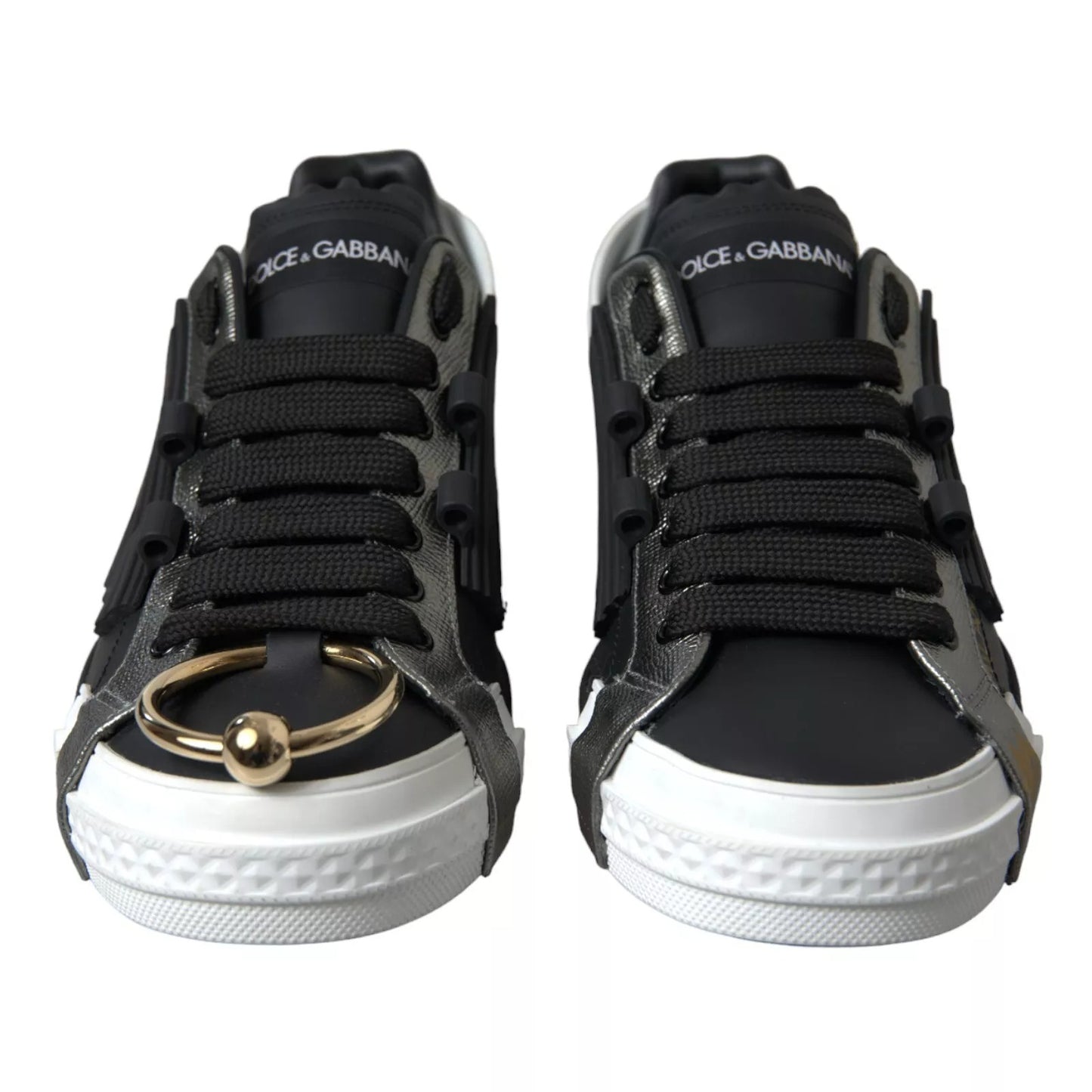 Dolce & Gabbana Black Leather Low Top Sneakers Portofino Shoes Dolce & Gabbana