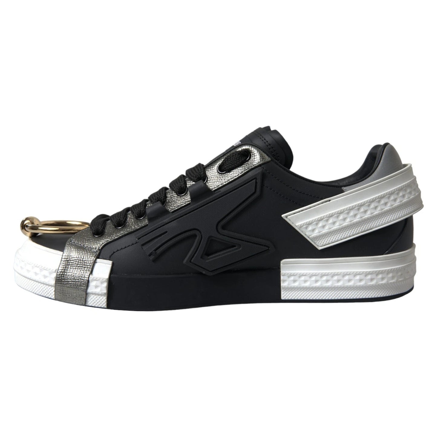 Dolce & Gabbana Black Leather Low Top Sneakers Portofino Shoes Dolce & Gabbana
