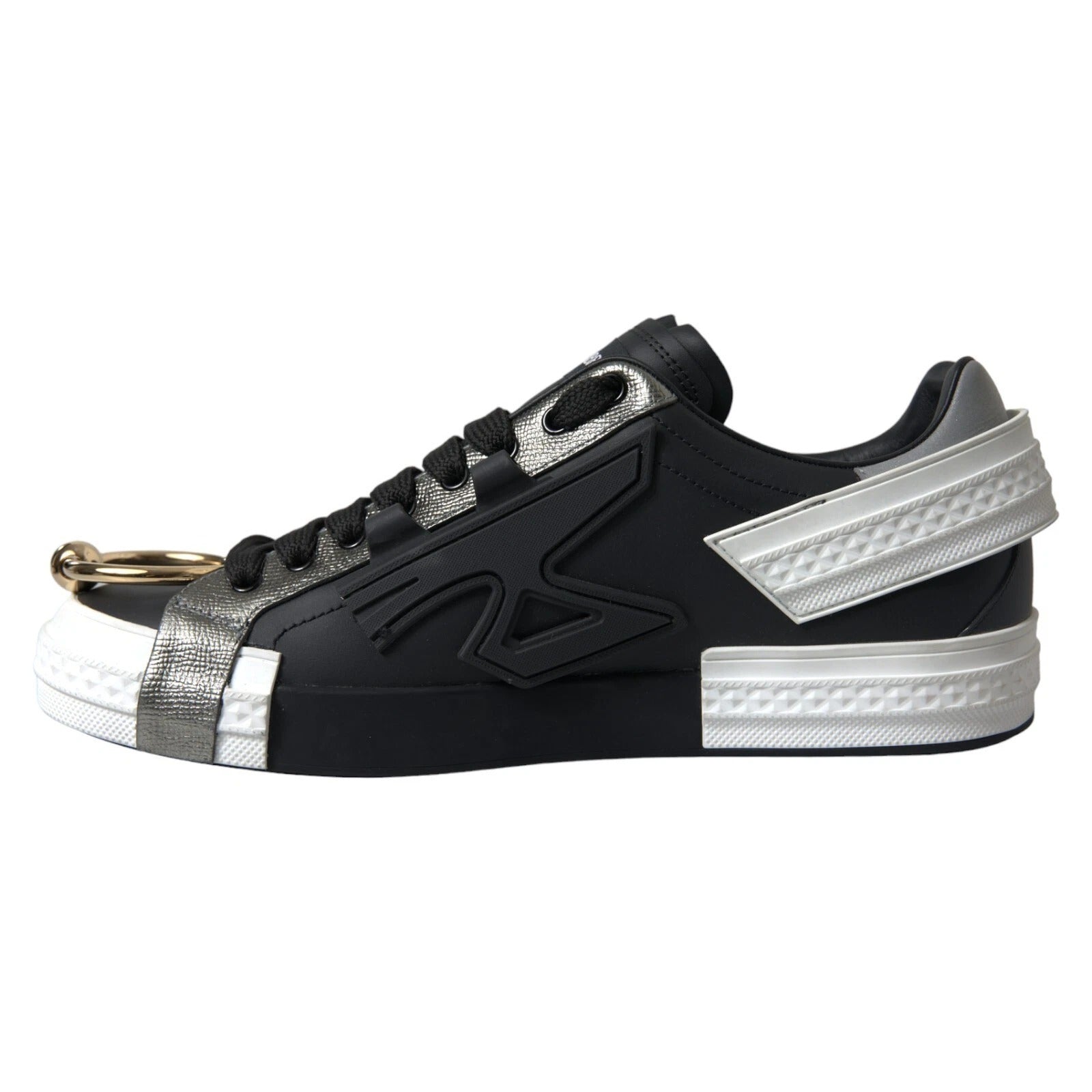 Dolce & Gabbana Black Leather Low Top Sneakers Portofino Shoes Dolce & Gabbana