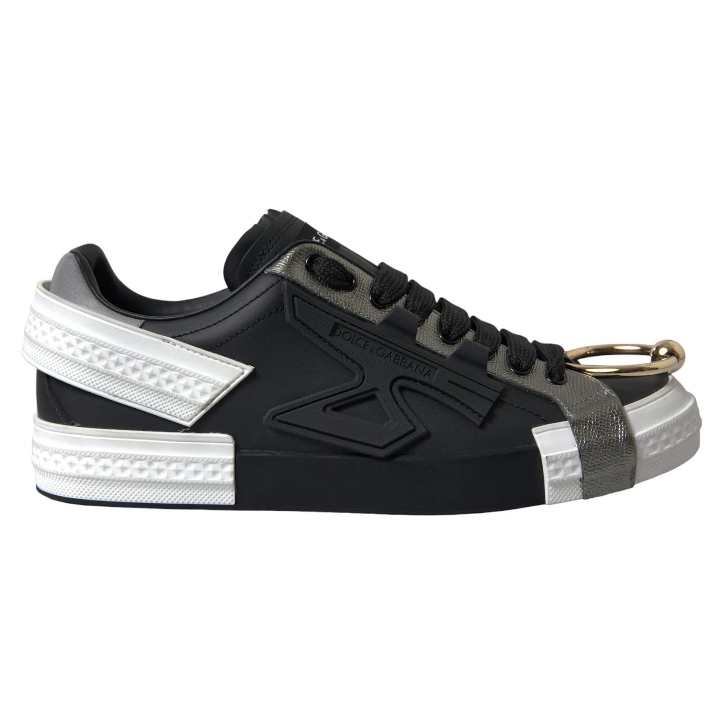 Dolce & Gabbana Black Leather Low Top Sneakers Portofino Shoes Dolce & Gabbana
