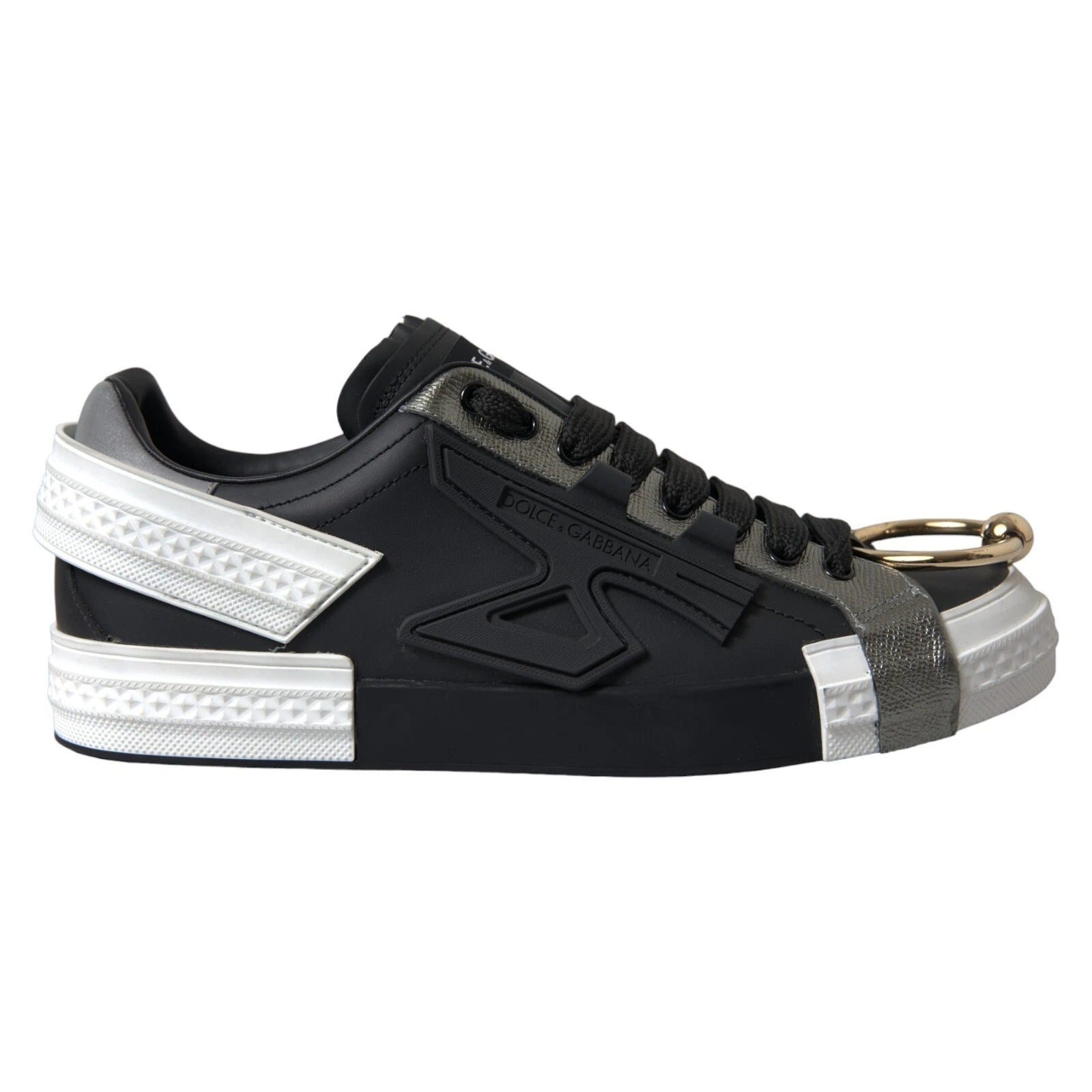 Dolce & Gabbana Black Leather Low Top Sneakers Portofino Shoes Dolce & Gabbana