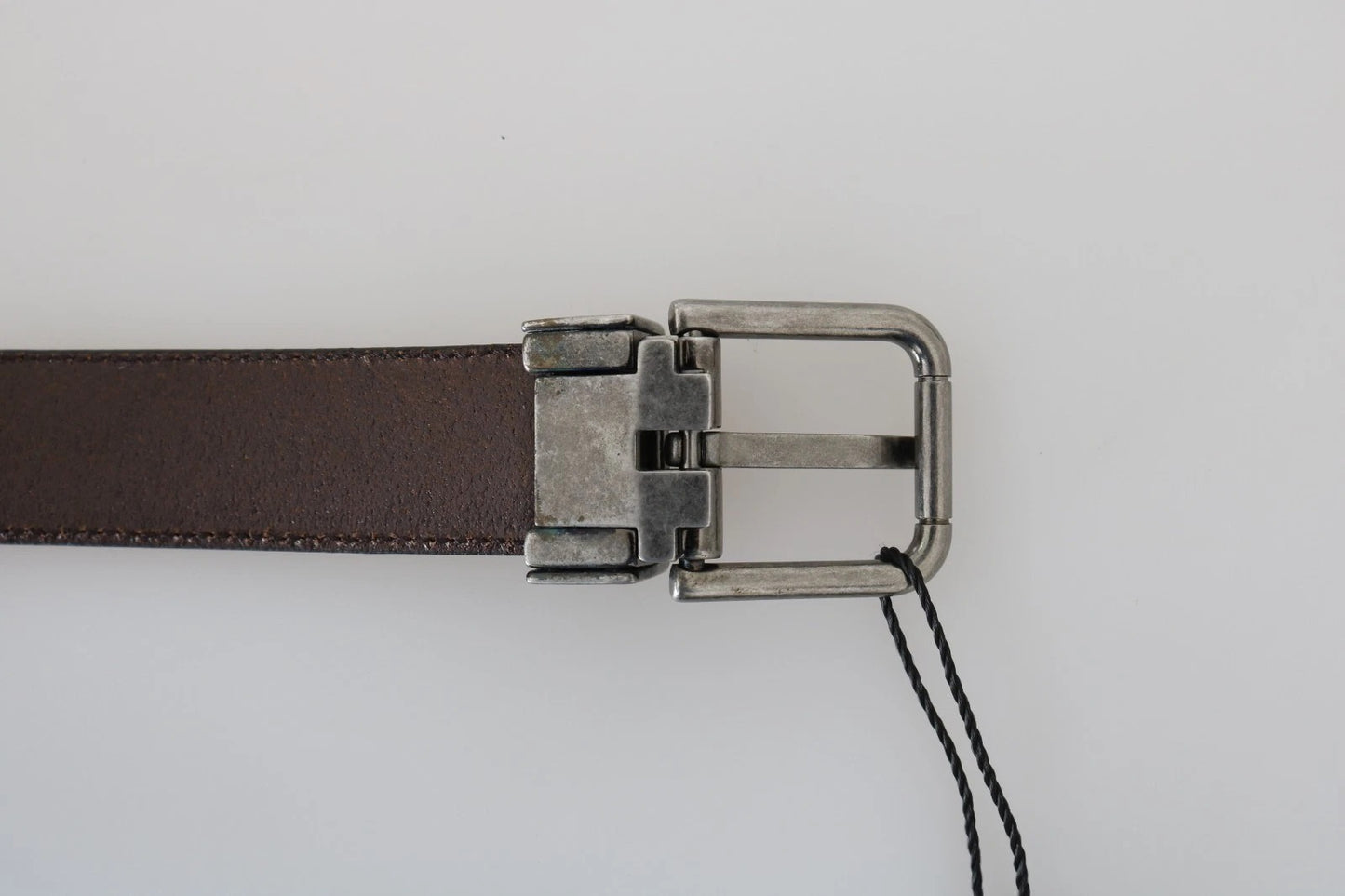 Dolce & Gabbana Blue Perforated Leather Gray Buckle Belt Dolce & Gabbana