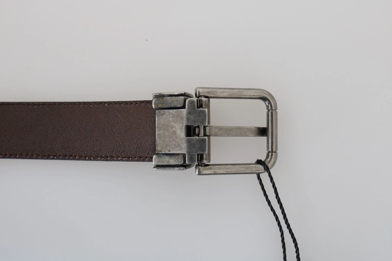 Dolce & Gabbana Blue Perforated Leather Gray Buckle Belt Dolce & Gabbana
