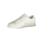 Tommy Hilfiger Bianco Poliuretano Uomo sneaker with white design and sporty style, featuring a sleek silhouette and branded details.