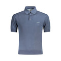 Guess Jeans men's polo shirt in blue cotton with a classic collar and short sleeves, featuring subtle branding.