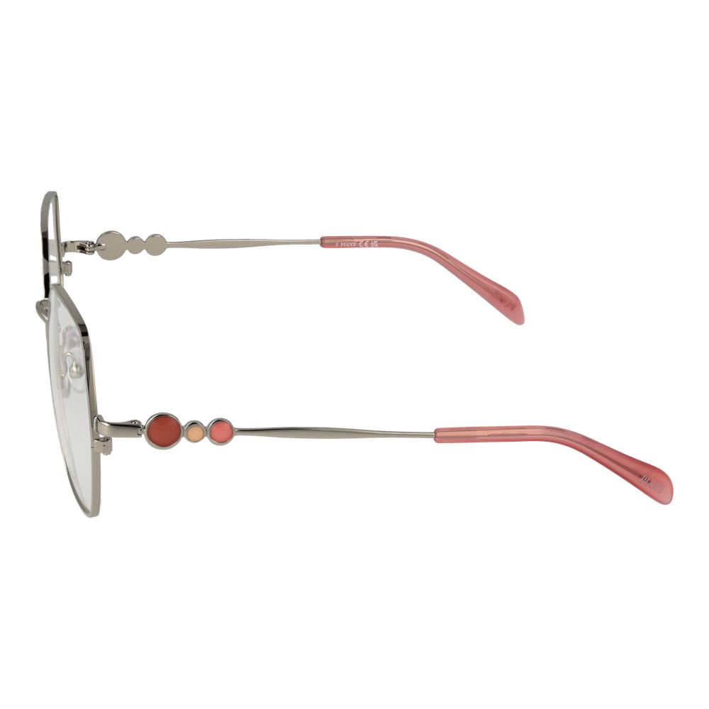 Emilio Pucci gray metal eyeglasses frames with sleek design and clear glass lenses, stylish and lightweight for everyday wear.