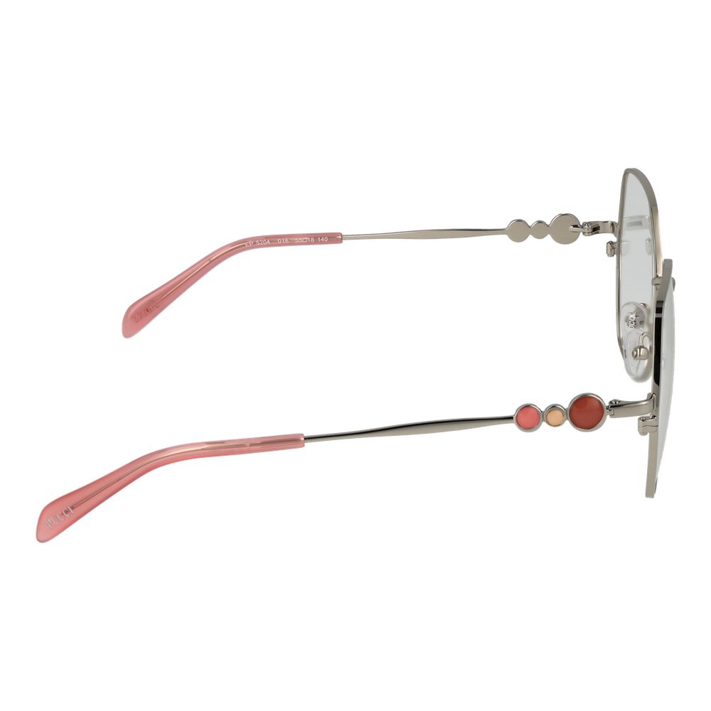 Emilio Pucci gray metal eyeglass frames with sleek design and clear lenses, stylish and lightweight for everyday wear.