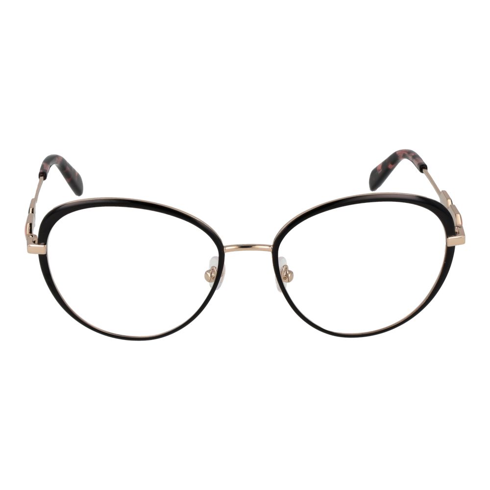 Emilio Pucci black metal glasses frames with clear lenses, sleek and modern eyewear design.