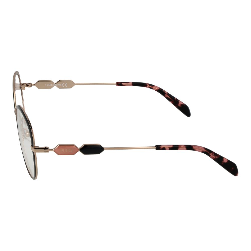 Emilio Pucci black metal glasses frames with clear glass lenses, stylish and lightweight eyewear for modern fashion.