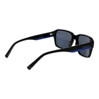 Timberland black acetate sunglasses with rounded frames and dark tinted lenses, stylish eyewear for outdoor activities.