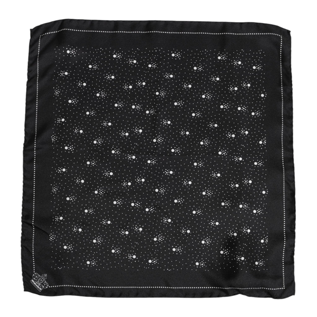 Dolce & Gabbana Black White Printed Square Men Foulard Scarf
