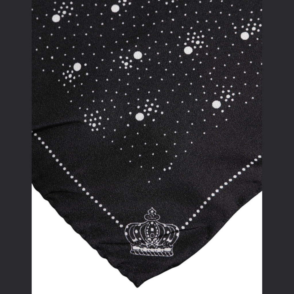Dolce & Gabbana Black White Printed Square Men Foulard Scarf