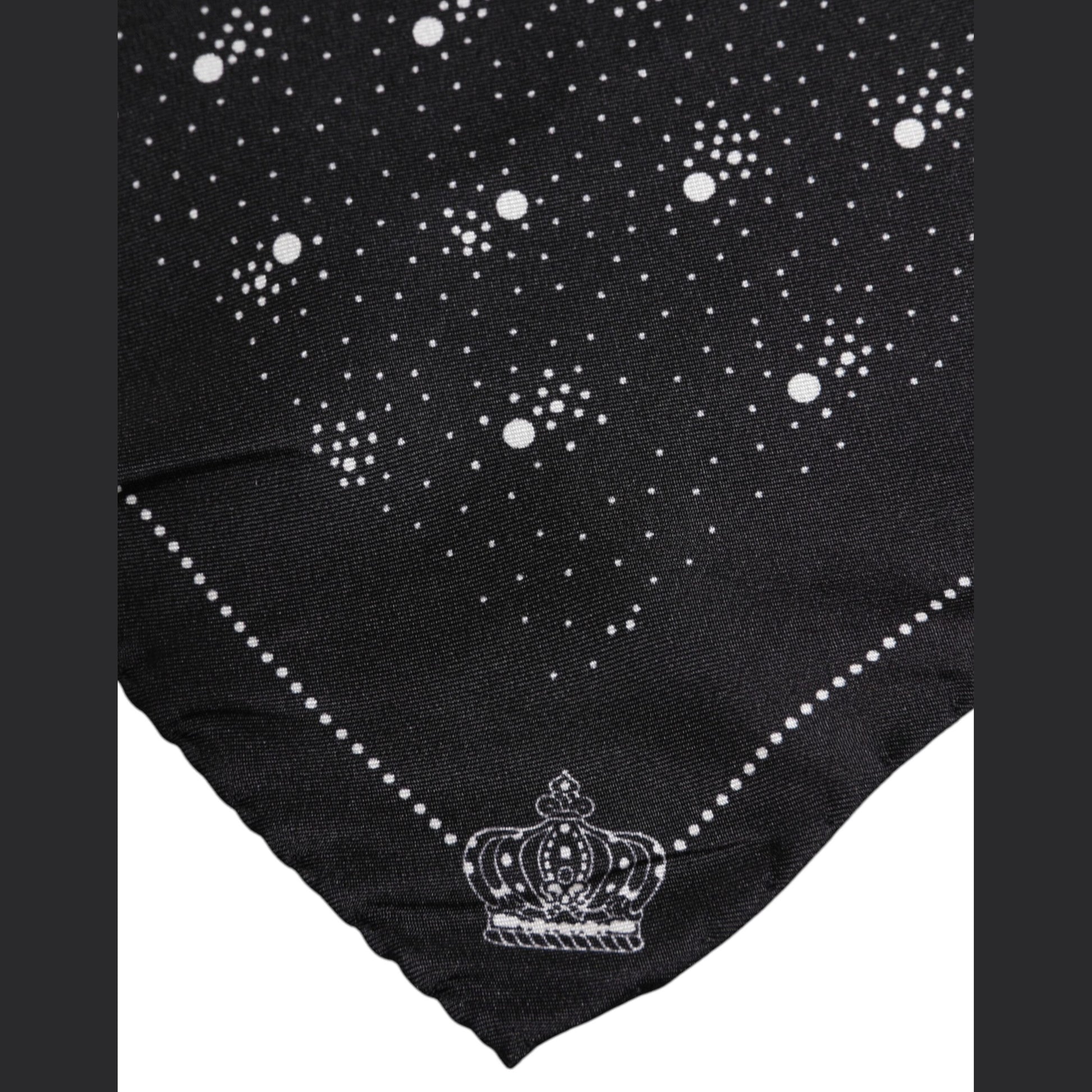 Dolce & Gabbana Black White Printed Square Men Foulard Scarf