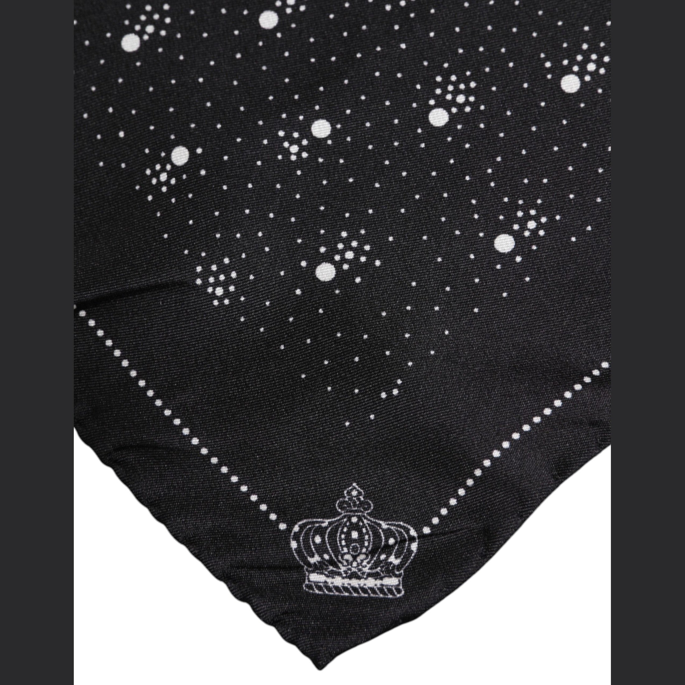 Dolce & Gabbana Black White Printed Square Men Foulard Scarf