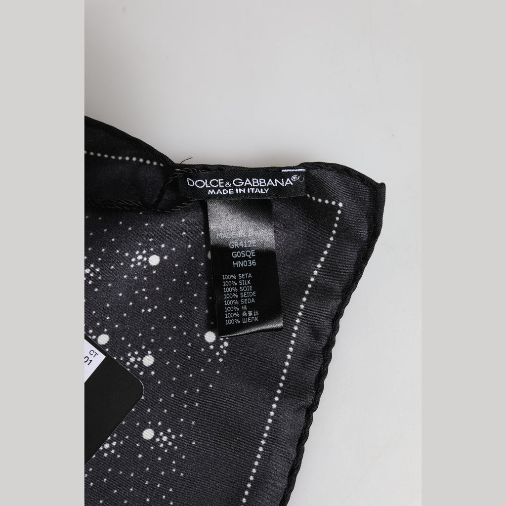 Dolce & Gabbana Black White Printed Square Men Foulard Scarf