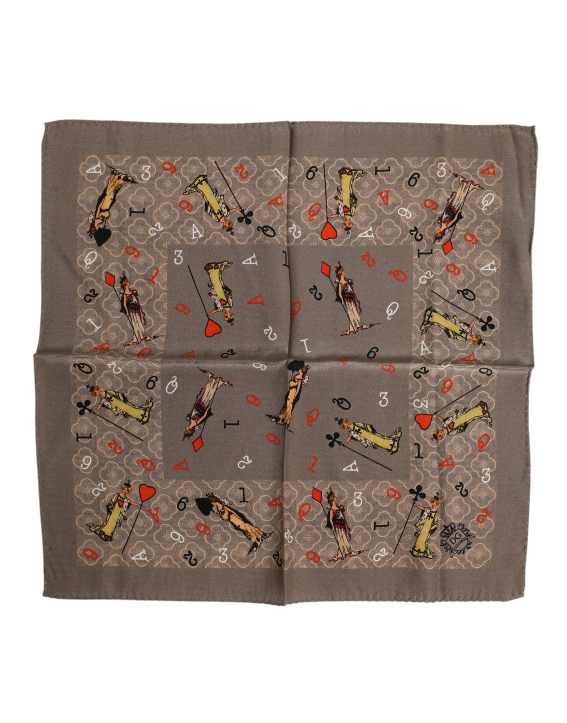Dolce & Gabbana Brown Silk Printed Square Men Foulard Scarf Dolce & Gabbana