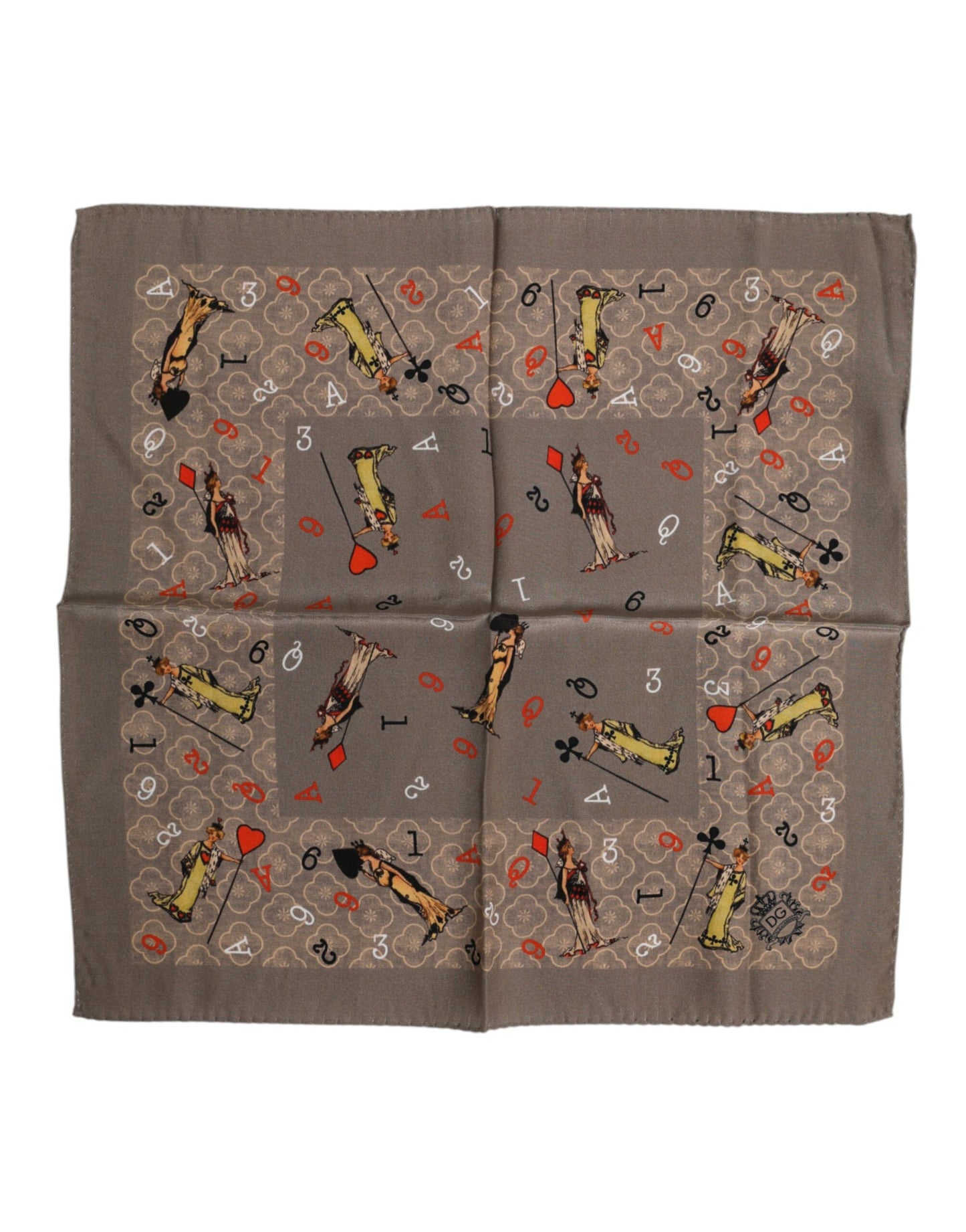 Dolce & Gabbana Brown Silk Printed Square Men Foulard Scarf Dolce & Gabbana