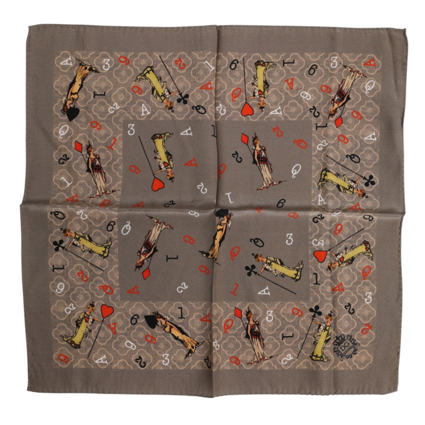 Dolce & Gabbana Brown Silk Printed Square Men Foulard Scarf Dolce & Gabbana